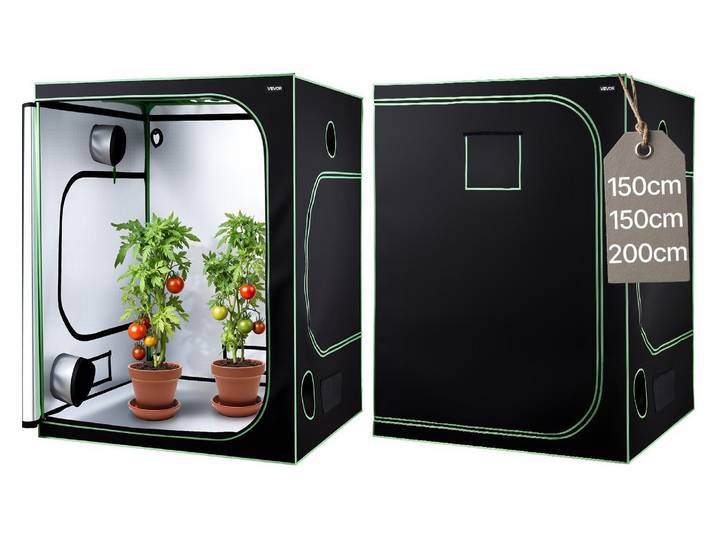Tente de culture VEVOR\, 150x150x200 cm\, tente de culture intérieure avec lumière de culture LED à spectre complet & système d'aération\, boîte de culture 600D Mylar hautement réfléchissant\, tentes de culture\, serre pour fleurs & légumes