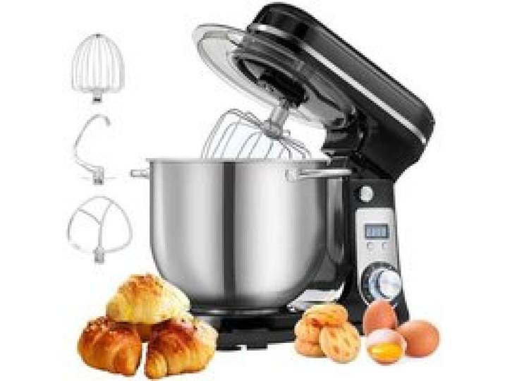 Noir Robot pâtissier 6L 1200W avec 6 vitesses fonction pulse pétrin batteur mélangeur multifonction