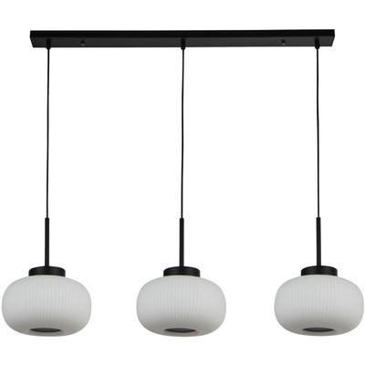 SEARCHLIGHT Hängeleuchte "Hängeleuchte Lumina, 3-flammig", schwarz (mattschwarz und weiß), 3, H: 32cm, 1 Stk., Leuchten, Opalglas-Optik, Hängeleuchte