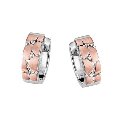 Paar Creolen FIRETTI "Schmuck Geschenk Silber 925 Leopardenmuster", rosa (silberfarben, roségoldfarben, kristallweiß, kristallweiß), Ohrringe, Damen, 12mm, Silber 925 (Sterlingsilber), mit Zirkonia (synth.)