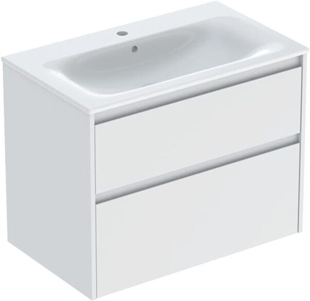 Geberit Renova Plan Möbel-Waschtisch-Set 504040001 Breite 80cm, Korpus/Front weiß / lackiert seidenmatt, Waschtisch weiß