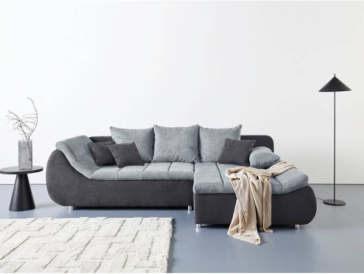 Ecksofa, 271x104 cm, Microfaser, Anthrazit&Silber, Bequem, Modern, Inosign