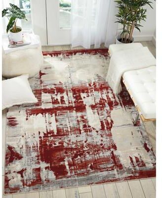 Nourison Maxell Modern Abstract Red Ivory Area Rug
