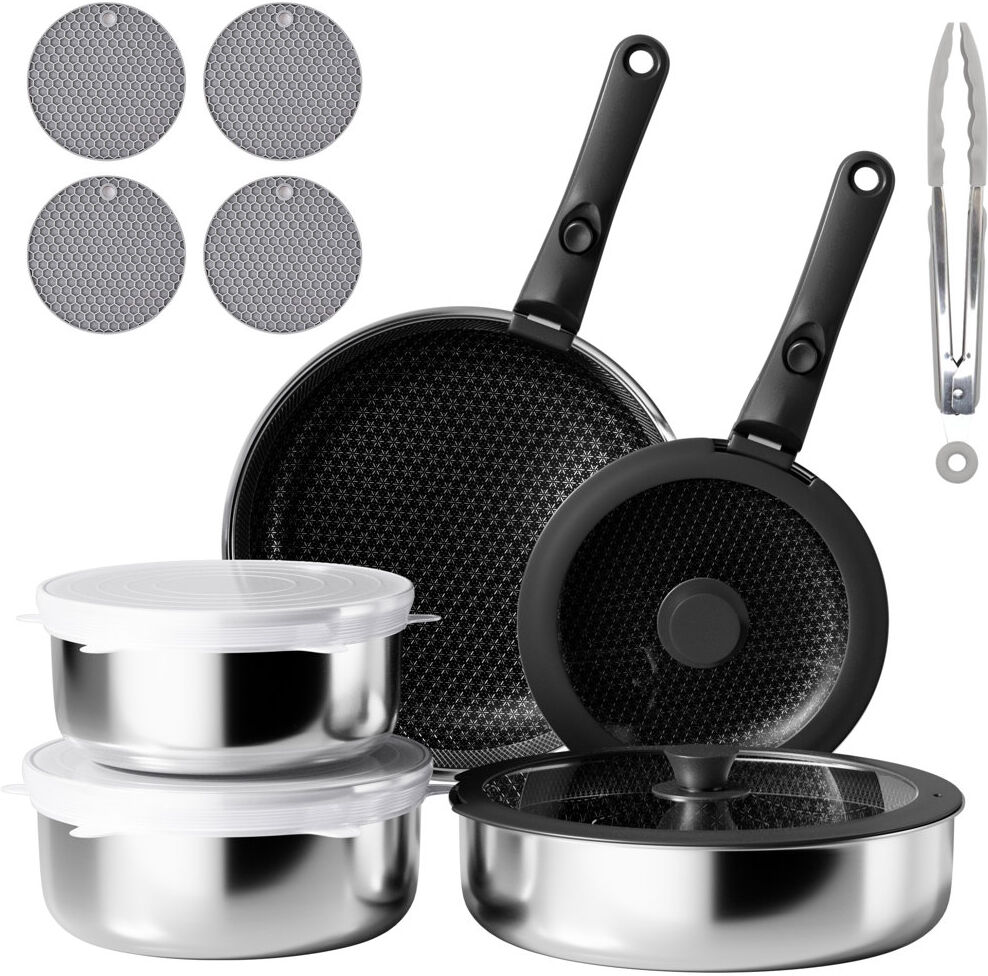 Blue Elephant 12 - Piece Non-Stick Stainless Steel Cookware Set Silver 12