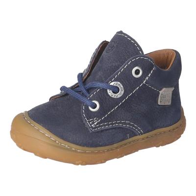 Lauflernschuh PEPINO BY RICOSTA "CORY - das Original, WMS: mittel", Baby, Gr. 23, blau, Nubukleder, Schuhe Lauflernschuh, Schnürschuh mit Label, Größenschablone zum Download