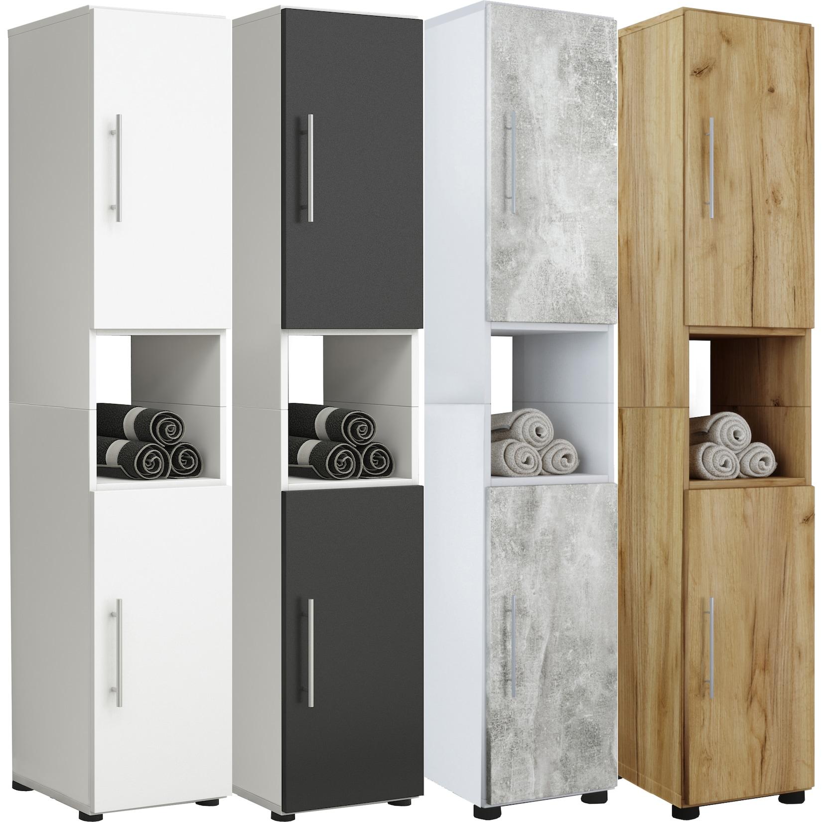 VCM Holz Badezimmerschrank Badmöbel Stand Badregal Hochschrank Maße ca. H. 153 x B. 31 x T. 30 cm - Flandu