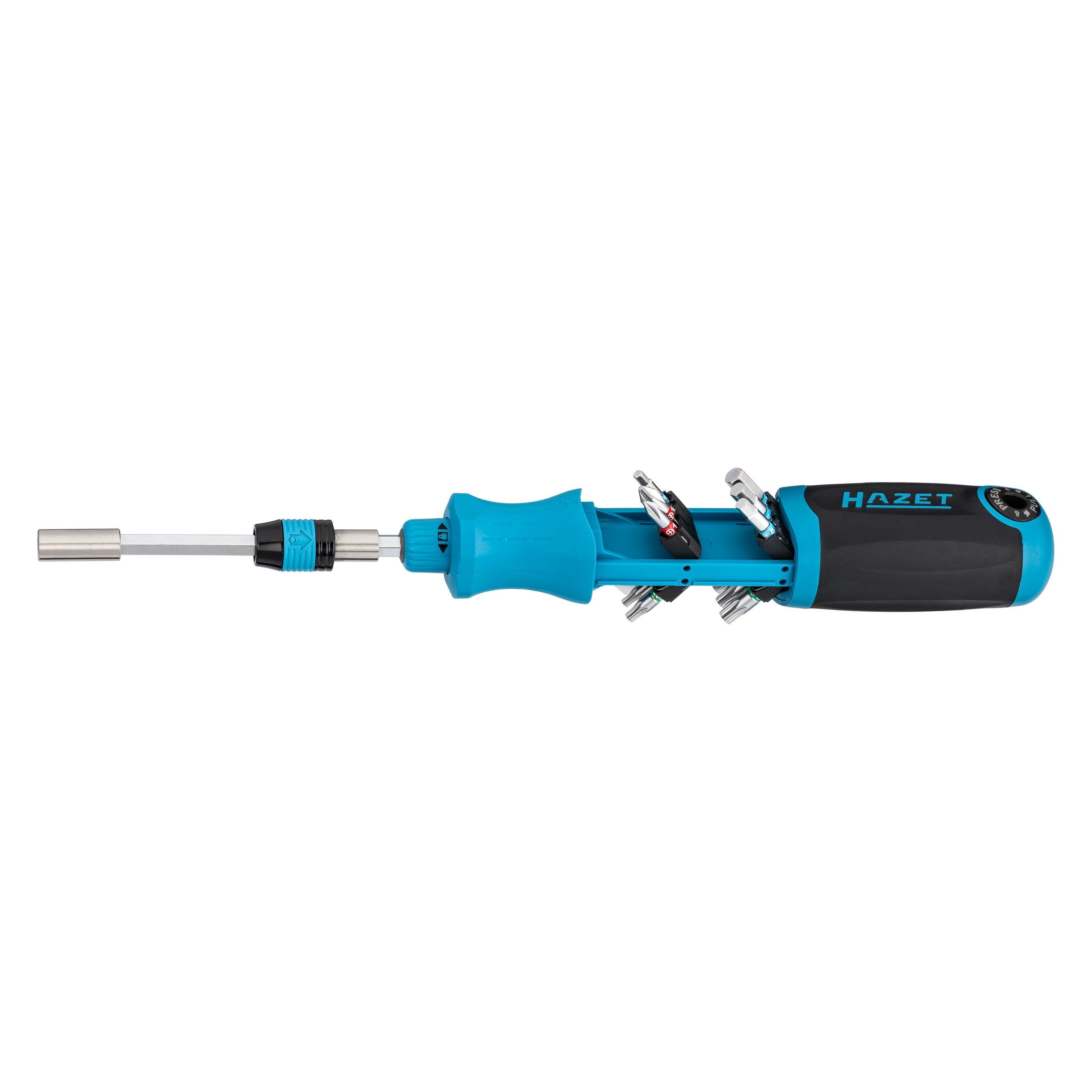 Hazet Bit Ratschen-Schraubendreher mit integriertem Magazin 811R-4 Schlitz Profil, Kreuzschlitz P... (811R-4)