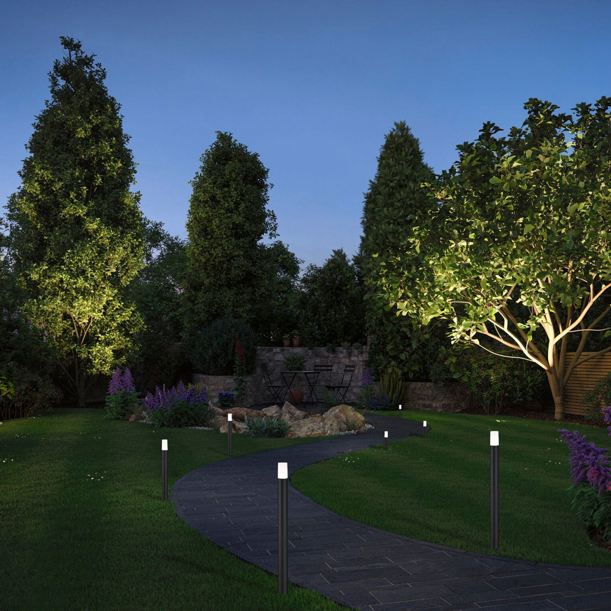 Paulmann - Plug & Shine Outdoor Flarea 3.6W LED Single 20cm Bollard Light in Black Metal