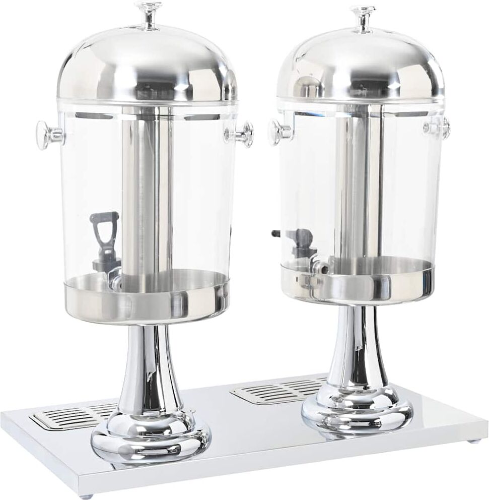 vidaXL Double distributeur de jus en acier inoxydable 2 x 8 L