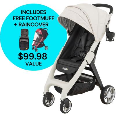 Larktale Chit Chat Compact Stroller Winter Bundle - Cottesloe Cream / Black