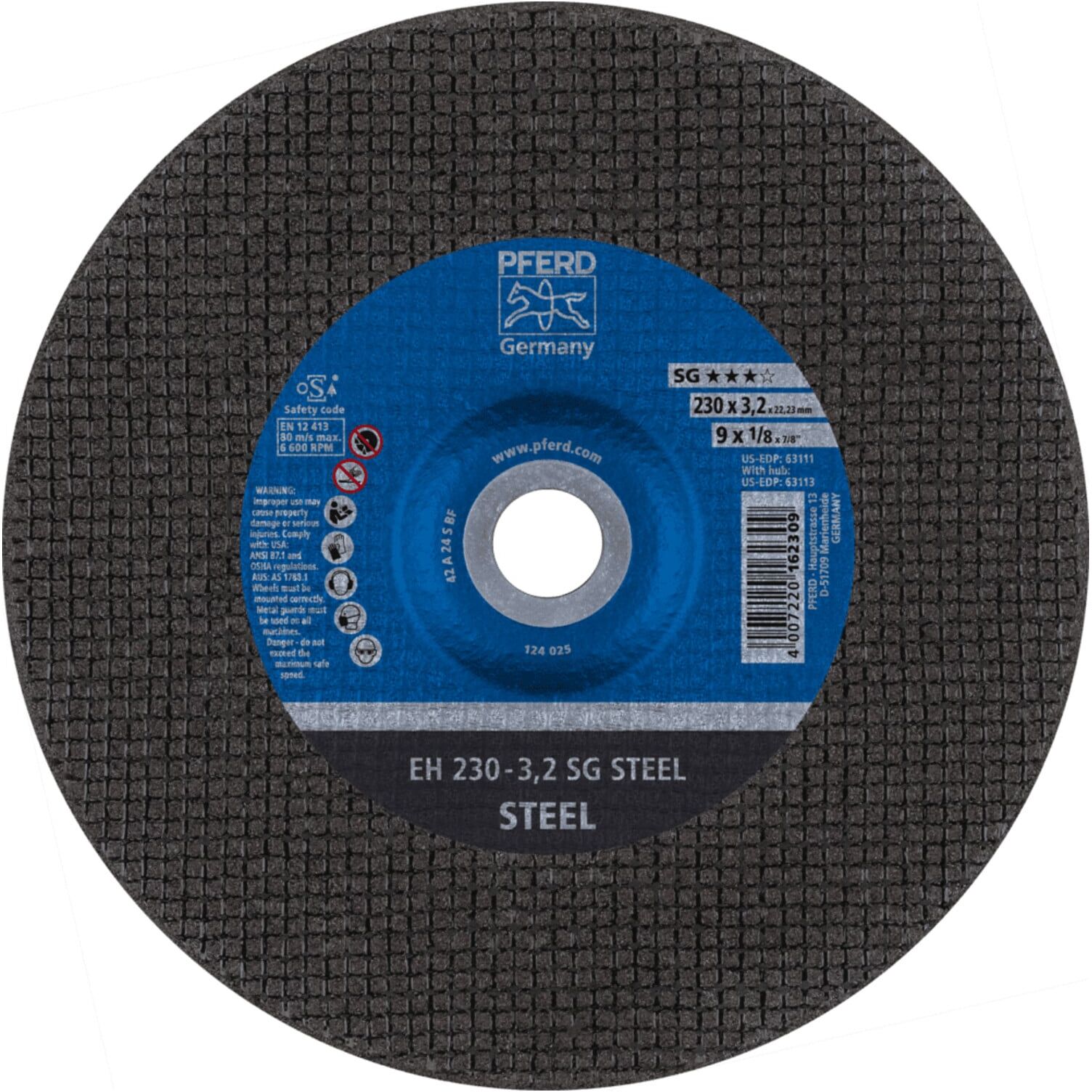PFERD TOOLS Trennscheibe EH 230x3,2x22,23 mm gekröpft Leistungslinie SG STEEL für Stahl (61324222)