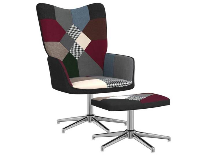 Fauteuil Scandinave Chaise de relaxation avec repose-pied Patchwork Tissu 62x68x98cm