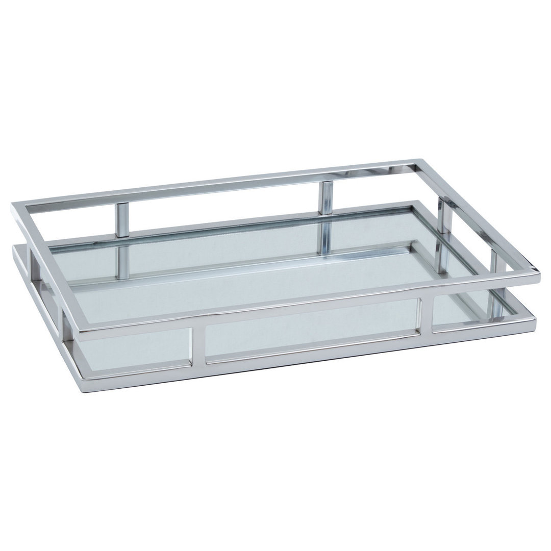 Fairmont Park Thaddeus Glass Decorative Tray Silver 46cm W X 31cm D X 7cm H