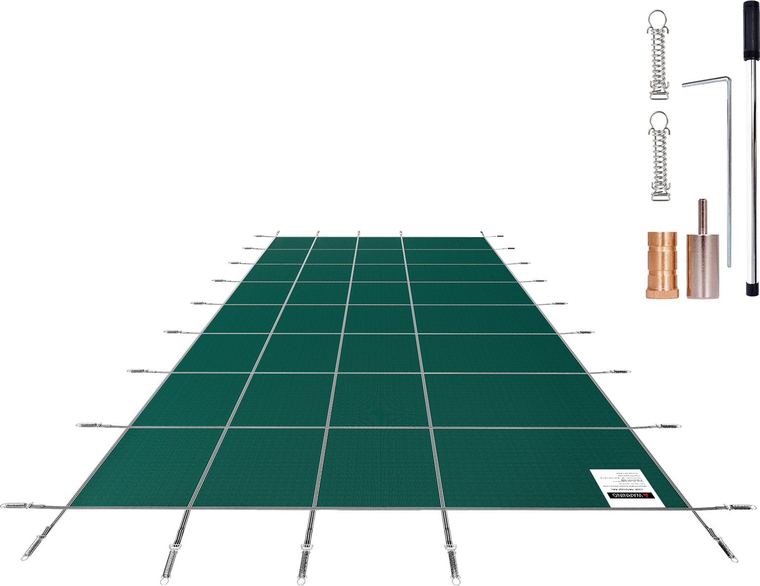 Pool Abdeckplane, Passend für Rechteckige, Eingelassene Pools (4,9x11 m), Winterabdeckplane mit Ablauflöchern, Blickdichte Netzabdeckung für Schwimmbecken, Sicherheitsabdeckung, Grün