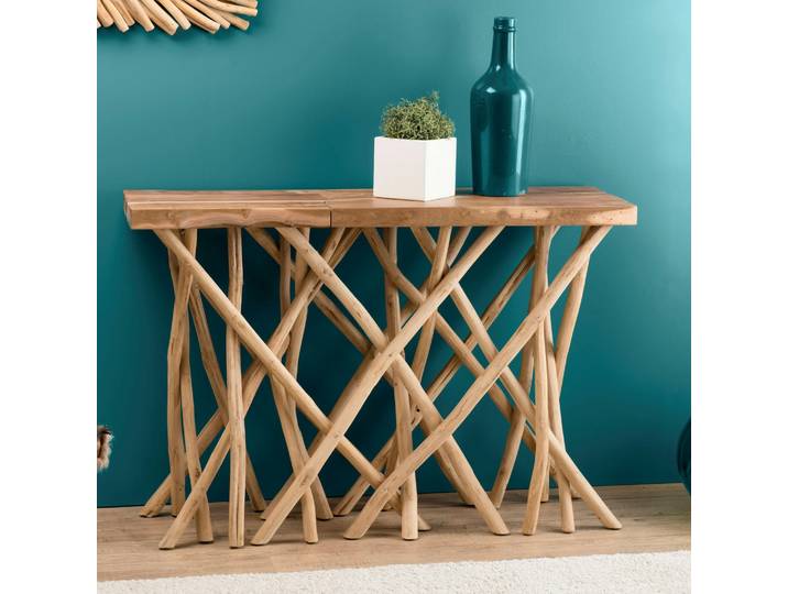 Meuble console bois flotté teck 120x39 cm JAIPUR