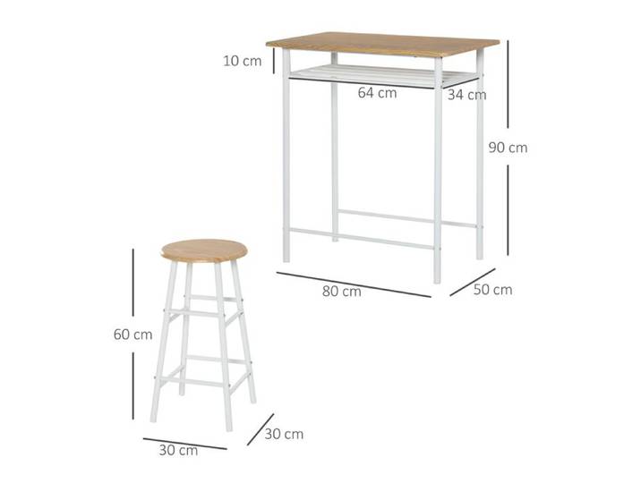 Ensemble table de bar 3 pièces Table de salle à manger avec 2 tabourets de bar Ensemble table de cuisine et chaises Table haute et