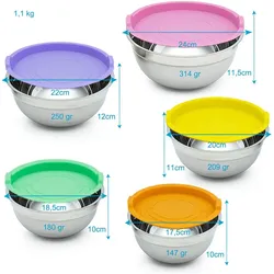 Intirilife Rührschüsseln 5er Set, Schüssel + Schale, Mehrfarbig