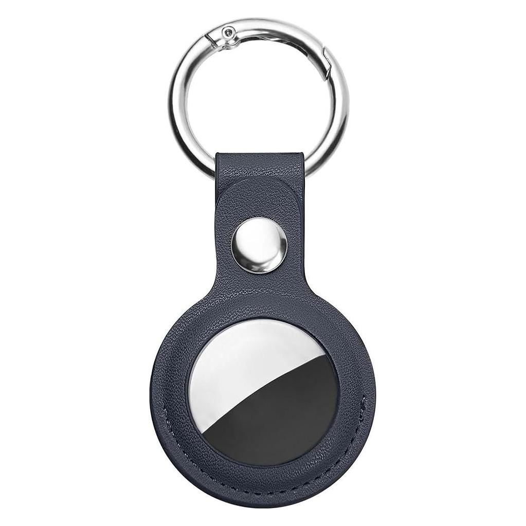 Techsuit - Secure Leather Holder (SLH1) - Apple AirTag Case, with Metal Ring - Blue (56343661)