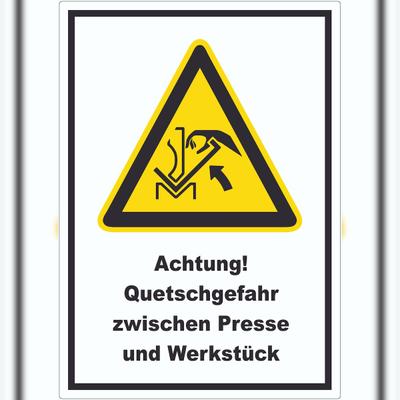 HB-Druck Achtung Quetschgefahr zwischen Presse und Werkstück Aufkleber A6 (105x148mm)