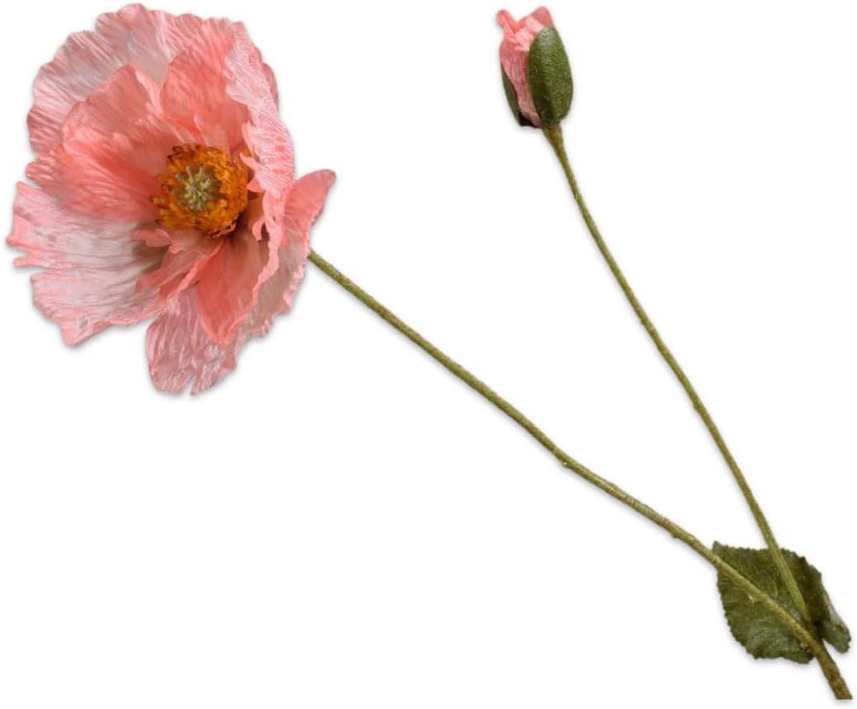 Zijden Klaprozen Kunstbloemen Takken - Zalm Oranje - 74 cm