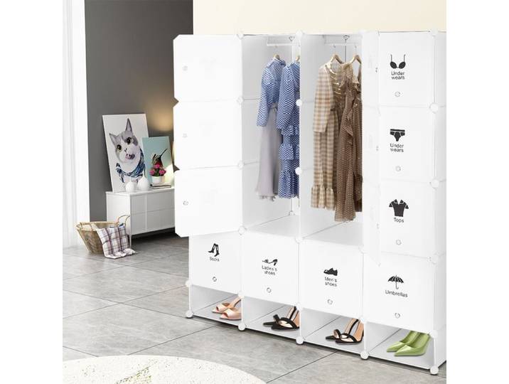 OHMG-Armoire En Plastique À 4 Niveaux Avec Meuble À Chaussures-Armoire À Chaussures Semi-Transparente-Empilable Et Suspendable