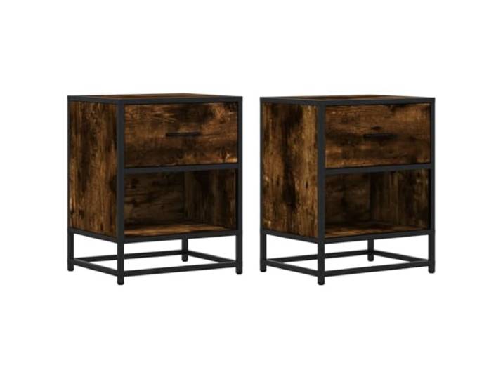 Coespram Nachttische 2er Set mit Schublade, 40x31x50 cm Räuchereiche Kompakte Ablage im Schlafzimmer oder Wohnzimmer: Glatte Oberfläche, stabiler Holzwerkstoff und offenes Fach für Ordnung.