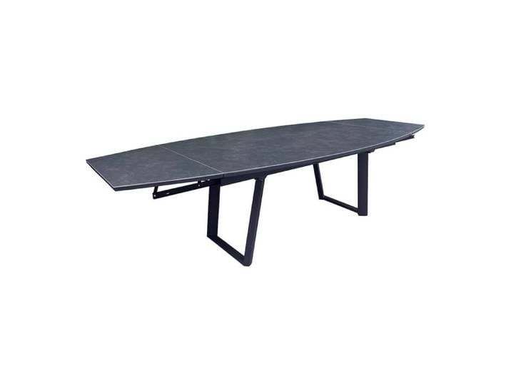 Table de repas extensible en aluminium et céramique – MANTA 180/230/280 x 110 – Allonges en bout – Coloris graphite