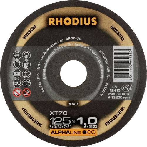 Rhodius 207437 Trennscheibe gerade 125mm Edelstahl, Stahl