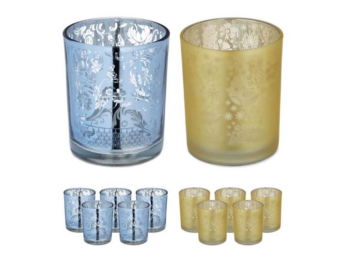 Relaxdays Verres à bougie doré/argenté set de 12