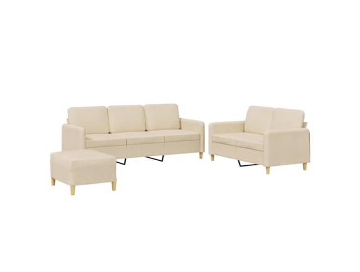 Coespram 3-tlg. Sofagarnitur mit Kissen Stoff Couch Set Creme Elegante Polsterecke für Wohnzimmer und Lounge, dicke Schaumstoffpolsterung mit Hocker für flexible Entspannung.