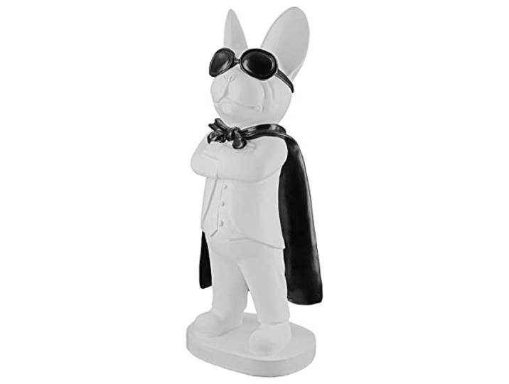 Casablanca Deko Figur Skulptur Hund mit Brille Umhang - Tierfigur Dekoration Wohzimmer - Farbe: Weiß - Höhe 34 cm