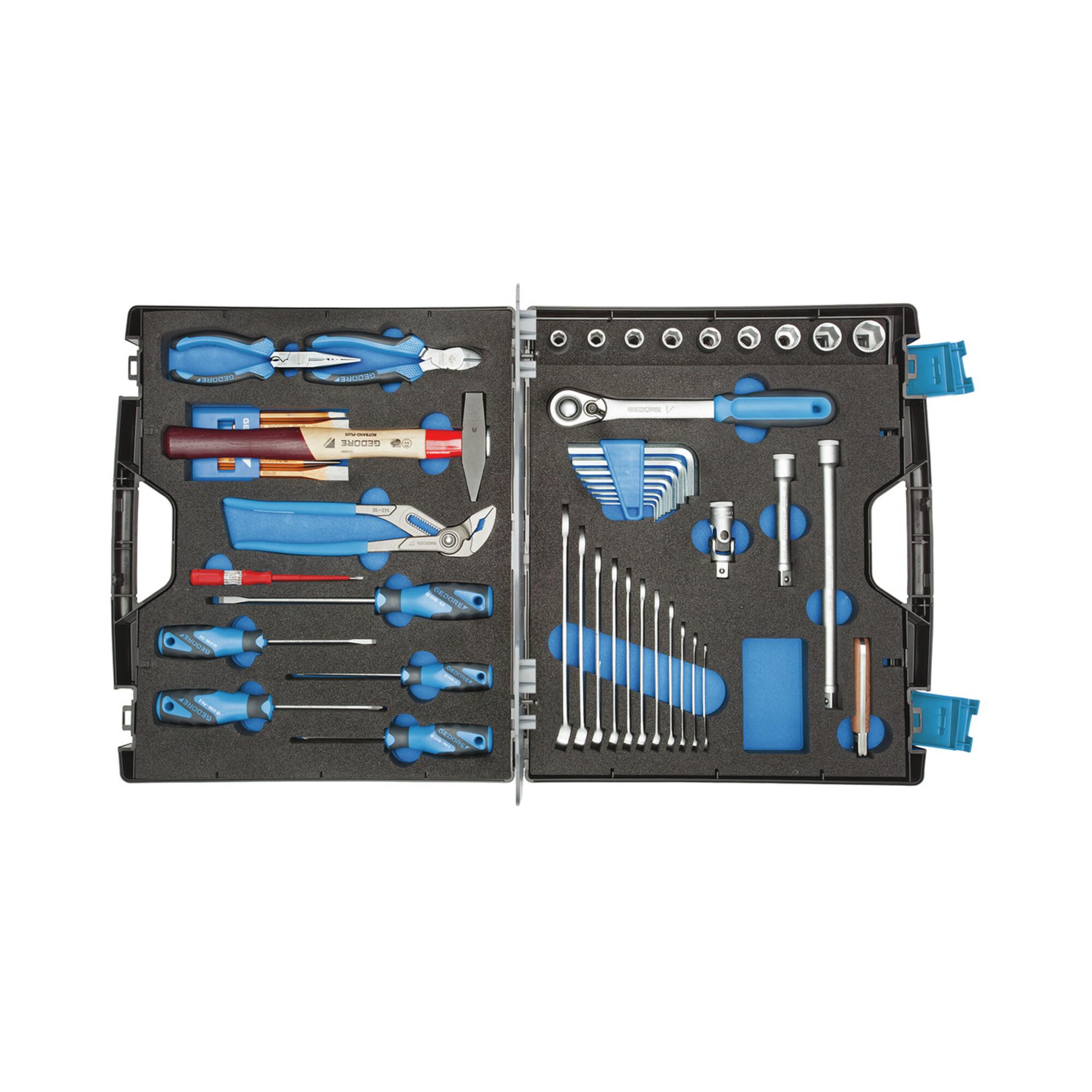 Gedore Werkzeugkoffer TOURING, Set 49-teilig, gefüllt, universal, Werkzeug, für Haushalt, im Kunststoff-Koffer, 1000 (6600780)