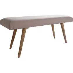 SITZBANK SILE Retro Stil Stoffbezug Massivholz, Beige 117x38x51 cm