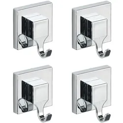 Wenko 4er-Set Eckige Haken mit Vacuum-Loc - Befestigen ohne Bohren silber