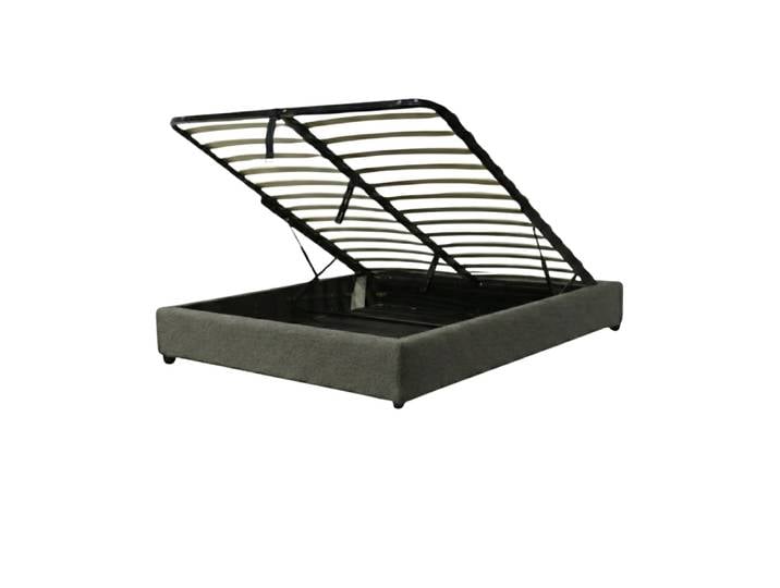Lit coffre en bouclette grise 90x190cm