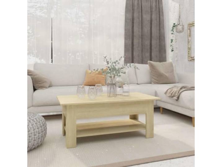 TEKGHUT Couchtisch Sonoma-Eiche 102x55x42 cm Holzwerkstoff mit Ablage Modernes Design, robuste Konstruktion, zweistufige Aufbewahrung, vielseitig einsetzbar, pflegeleichte Oberfläche