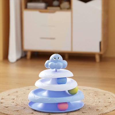 Uplift Essentials Octopus Inspired 3 Tier Tower & Interactive Teaser Toy blue
