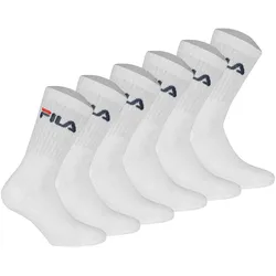 FILA Unisex Socken, 6er Pack - Crew Socks, Frottee, Tennis, Sport (2x 3 Paar) Weiß / 43-46