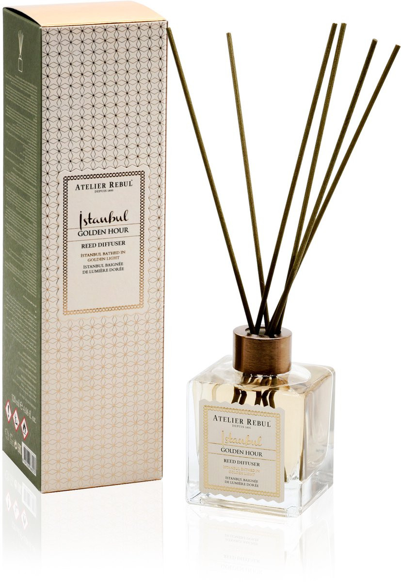 Atelier Rebul Istanbul Golden Hour Geurstokjes 120ml - Gourmand & Orientaalse Kamergeur