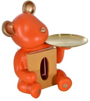 AFD Home Feel Better Bear Orange Butler Statue Tissue Box Holder