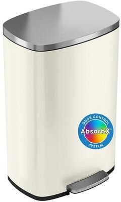 iTouchless 13.2 Gal SoftStep Ivory White Stainless Steel Trash Can