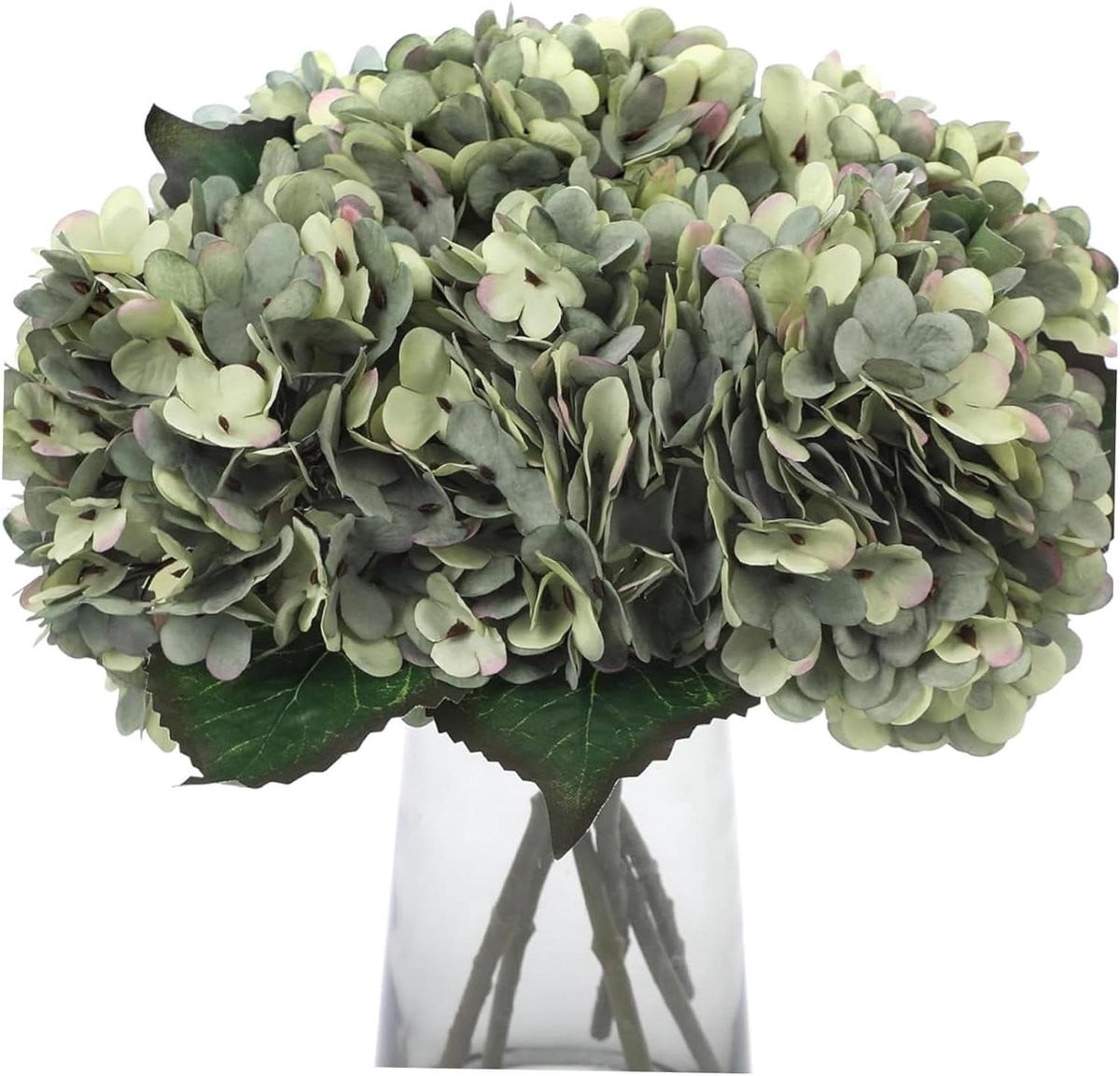 Groene kunsthortensia met zijden bloemen voor decoratief gebruik, 33 cm