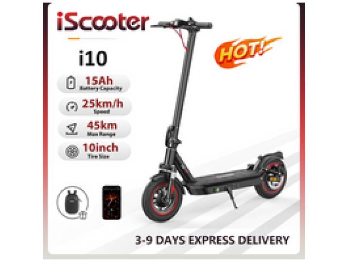 iScooter i10 Elektrische Scooter 10 Inch 15Ah Scooter Opvouwbare Elektrische Step Max Bereik 45km Elektrische eScooter Met App