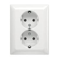 Schutzkontakt-Doppelsteckdose Schuko Typ F, 16 Ampere, 250 Volt, Unterputz, mit erhöhtem Berührungsschutz weiß (glänzend), Retail