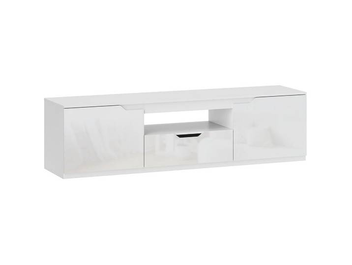 Okwish Tv-Lowboard 160/38/43 cm Weiß aus Holz mit Kabelmanagement, 160x43x38 cm, Wohnzimmer, TV Möbel, Lowboards, Lowboards stehend