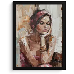 POSTER MIT RAHMEN Frau - Lackierung - Porträt - Modern Bilderrahmen 30x40 cm