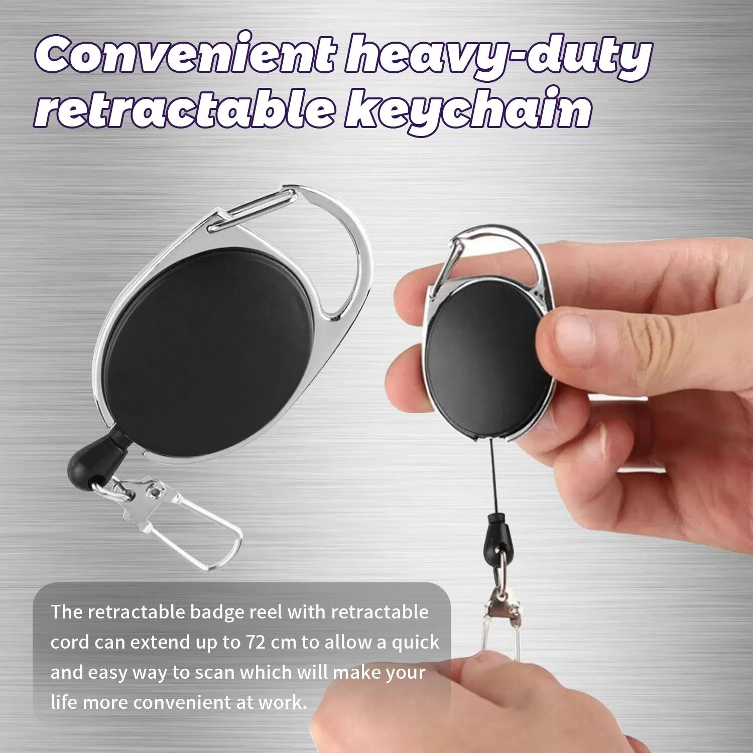 INF Porte-clés extensible avec cordon en nylon de 72 cm Paquet de 2