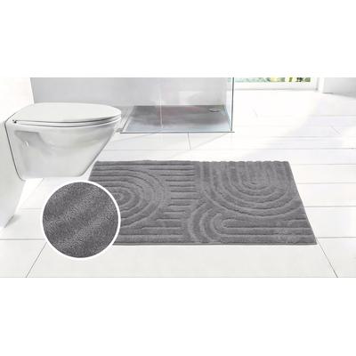 Badematte OTTO HOME "Zen, Badvorleger, Badezimmer Teppich, Duschvorleger", grau, H:10mm, Polyester, Badematten, Badematte, Uni Farben, Hoch-Tief-Effekt, modernes Muster, Zen