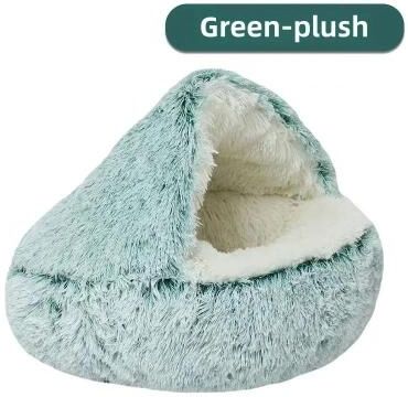 Uplift Essentials Plush Pet Bed Warm Winter Comfort Nest For Cats And Small Pets green Plush 15.7 X 15.7 In (small)