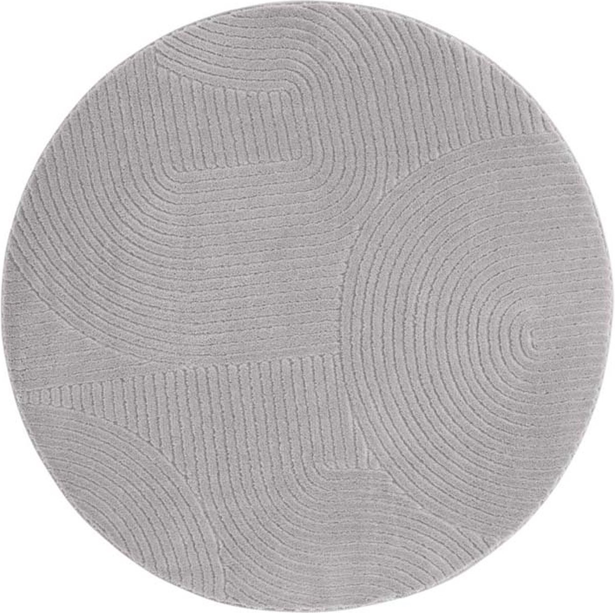 TrueWeave Rond zacht vloerkleed Fuzz Waves grijs 120 cm